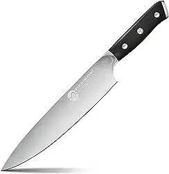 Faca Do Chef De 8'' Polegadas Com Cabo Ergonômico, Faca De Cozinha Forjada Em Aço Com Alto Teor De Carbono, Preta