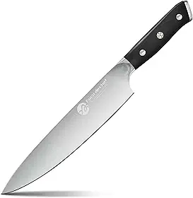 Faca Do Chef De 8'' Polegadas Com Cabo Ergonômico, Faca De Cozinha Forjada Em Aço Com Alto Teor De Carbono, Preta