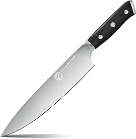 Faca Do Chef De 8'' Polegadas Com Cabo Ergonômico, Faca De Cozinha Forjada Em Aço Com Alto Teor De Carbono, Preta