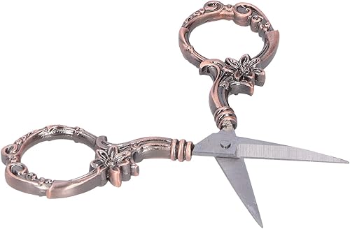 Miniatura 8 de Tijeras europeas vintage, tijeras de flores vintage, costura europea, bordado, colección de manualidades retro para trabajo de arte y uso (cobre) y