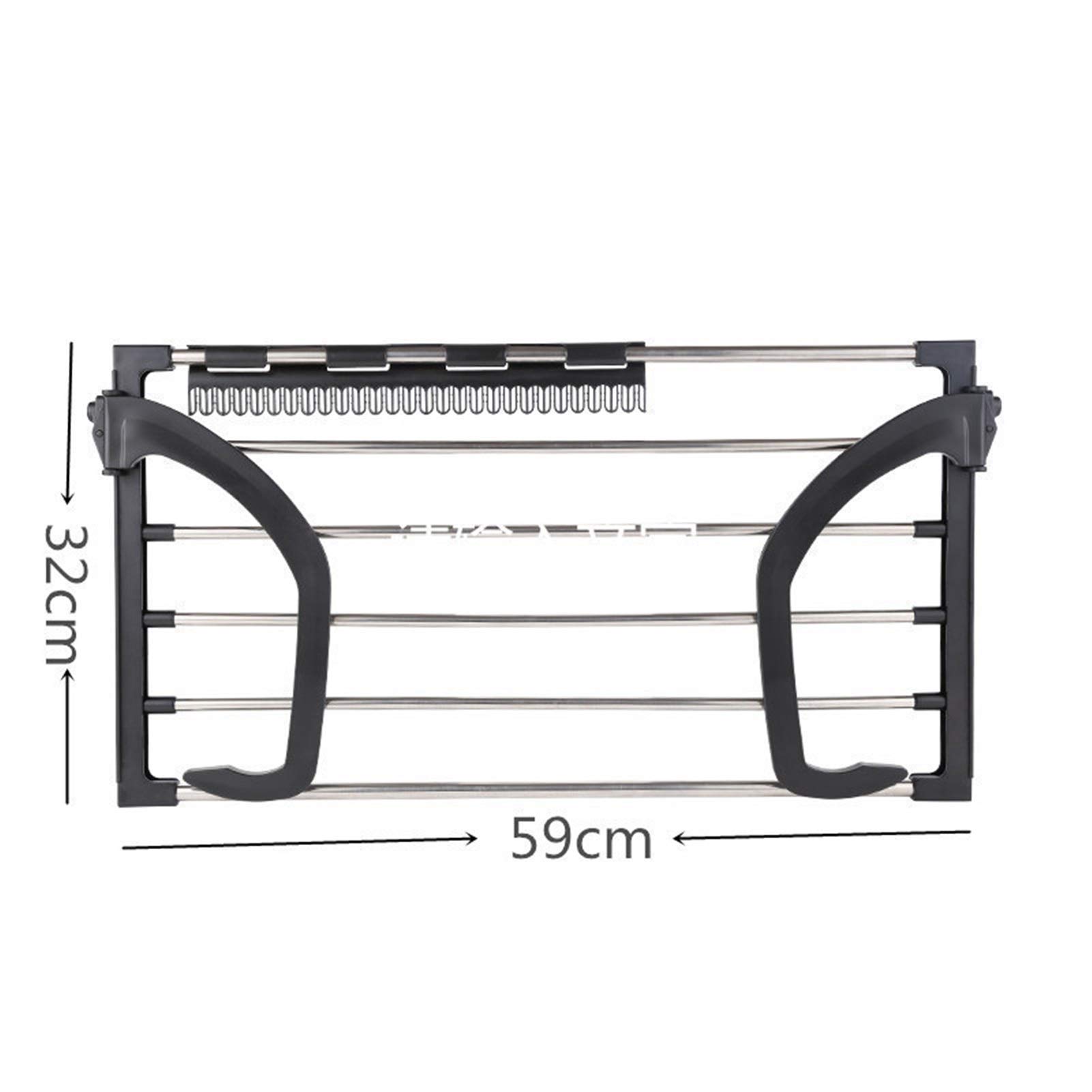 Handtuchhalter Balkon-Wäscheständer Edelstahl Klappbarer Hängender Fenster-Schuhständer Verstellbarer tragbarer Wäscheständer für den Außenbereich Aufbewahrung von Kleidung und Handtüchern,Klapp-Wäsch