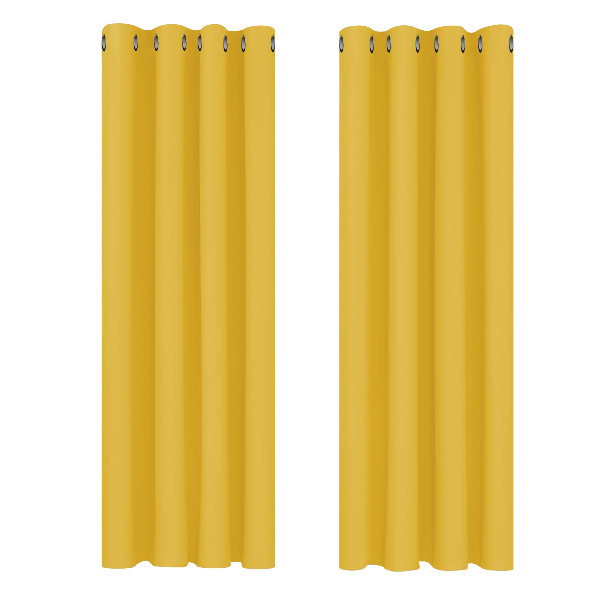 Deconovo Mellow Yellow Blackout Curtains Super Soft Bedroom Curtains Thermal Insulated Energy Saving Curtains For Kids 46X63 Inch 2 Panels
