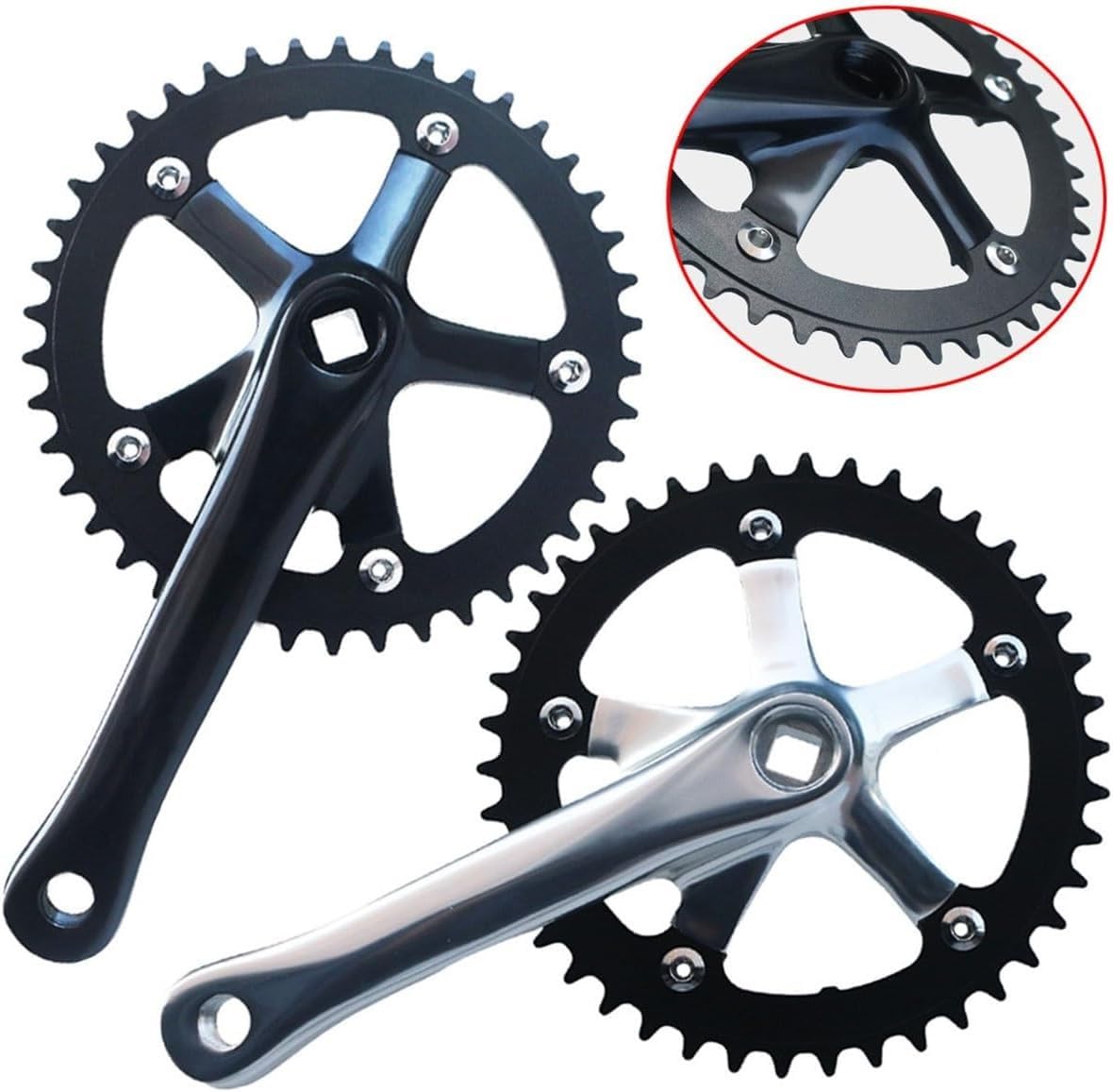 Guarnitura per Mountain Bike 130BCD in Alluminio con Perno Quadro, Corona da 44 Denti, pedivelle da 165 mm. Il Set di pedivelle è Adatto alla Maggior Parte delle Biciclette a veloc
