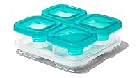 Vista 1 de OXO Tot Recipiente de silicona para almacenamiento de alimentos para bebés, juego de cuatro, recipientes de 4 onzas, verde azulado