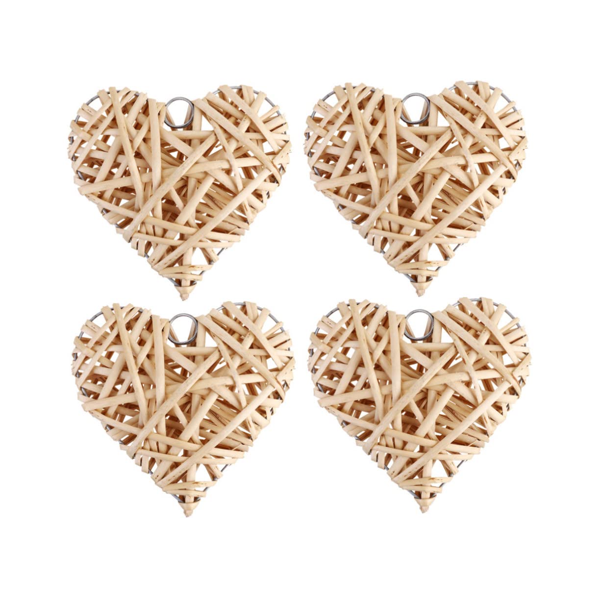 Ciieeo 2 Juegos De Colgantes De Corazón De Ratán Tejido Grandes Corazones Decorativos para El Hogar Fiestas Y Salas De Estar (4 Unidades)