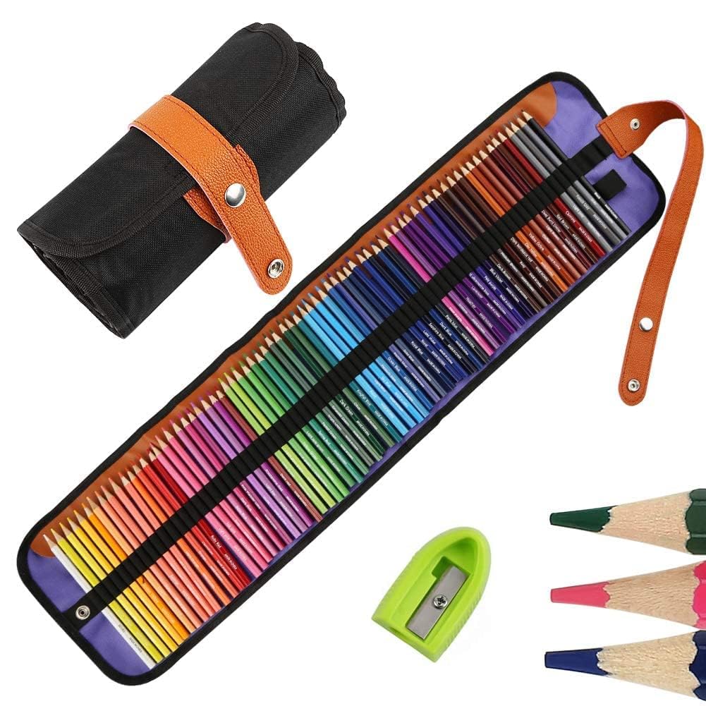 Nakeey Set de arte de lápices de dibujo para pintura y bocetos de mezcla de colores profesionales,lápices de colores de madera a base de cera suave para libros para colorear Multicolor