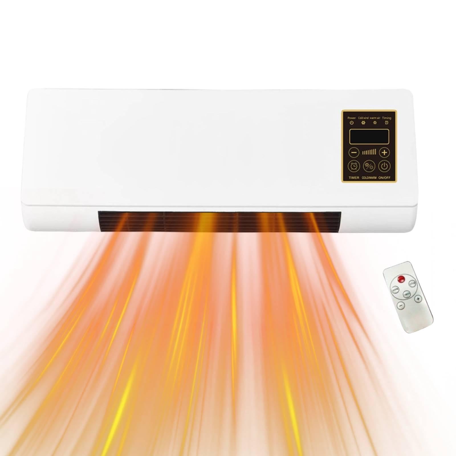 MagiDeal Calefactor eléctrico Pared con Temporizador 6 Horas, bajo Consumo y silencioso, con Control Remoto, Ideal para el hogar, Dormitorio y baño.