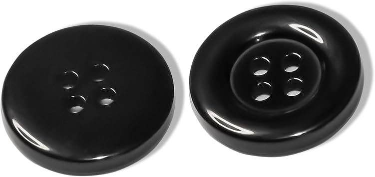100 Pcs Black Sewing Buttons 3/4" 19 mm Round Flat Glossy Buttons 4-Hole 30L Large Plastic Buttons Polished Uniform Bulk Buttons for Sewing Workwear School Chef Aprons Pants Jacket Bags Craft DIY