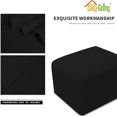 Vista 659 de Easy-Going - Funda elástica para taburete otomano, funda protectora para muebles, funda rectangular con parte inferior elástica Beige