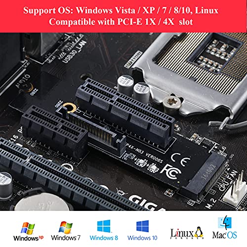 Image of 2 Pack M.2 Key M Transfer PCI-E1X4X Card to M.2NGFF Adapter Card (2 Pack)