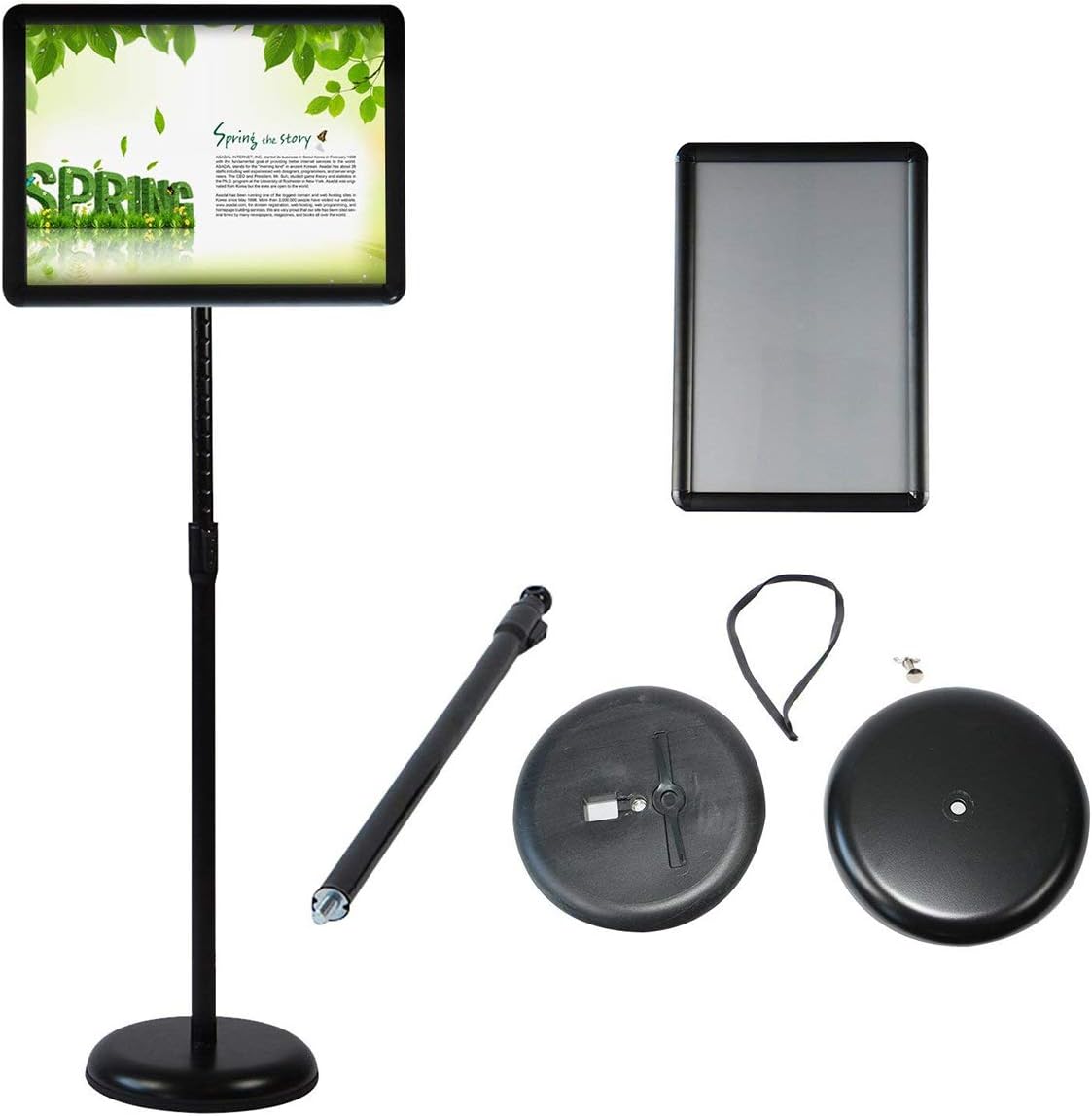 Buу 2 gеt 3 HUAZI Floor Standing Sign Holder Pedestal Sign Stand for 11 x 17 inches Graphics, Rounded Corner Frame & Pole Height Adjustable - Color Black