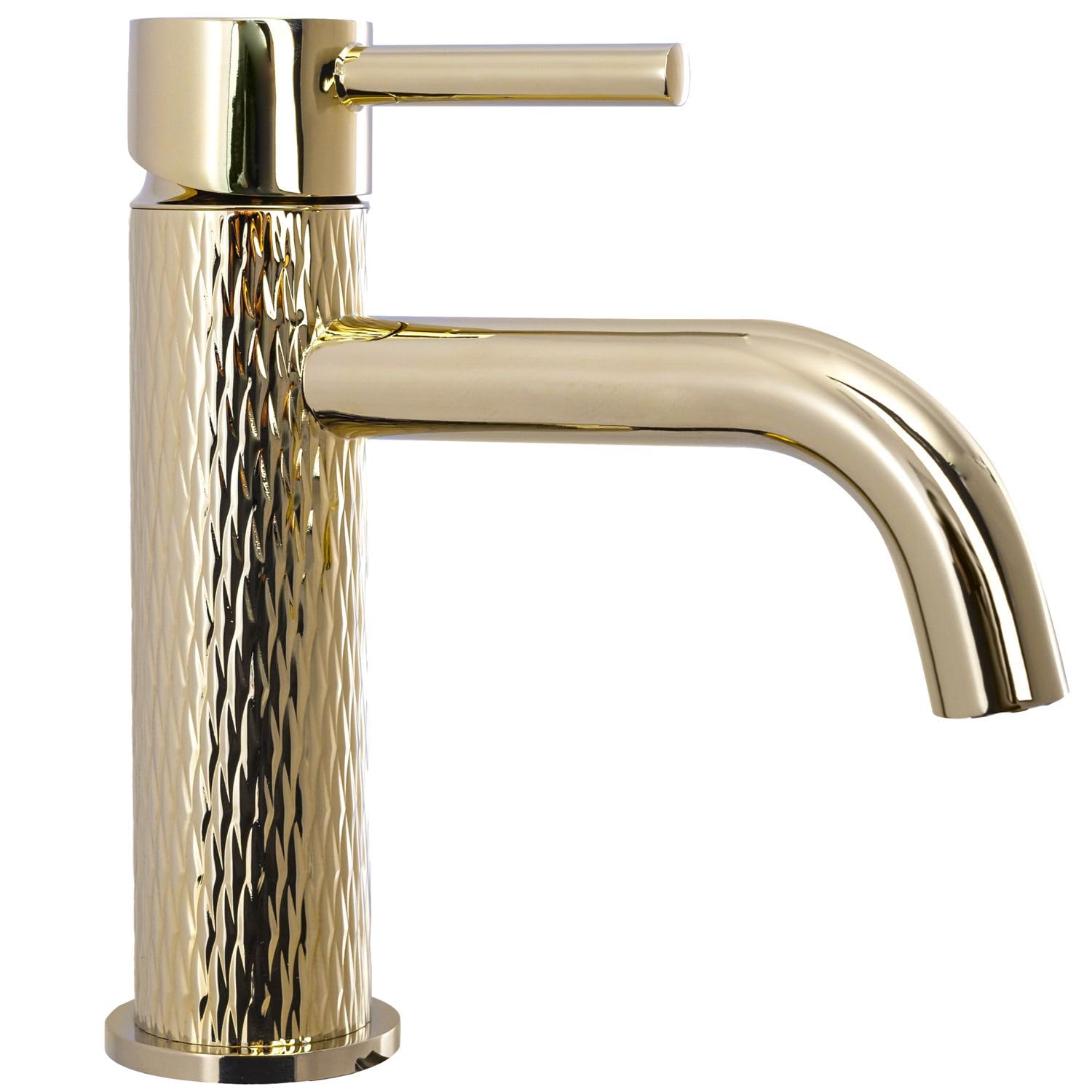 Rea - Lungo Lungo Art Gold Rubinetto Lavabo Basso Miscelatore Da Bagno In Ottone Miscelatore Monocomando Caldo E Freddo Regolabile (Oro) 15x5x16,5cm