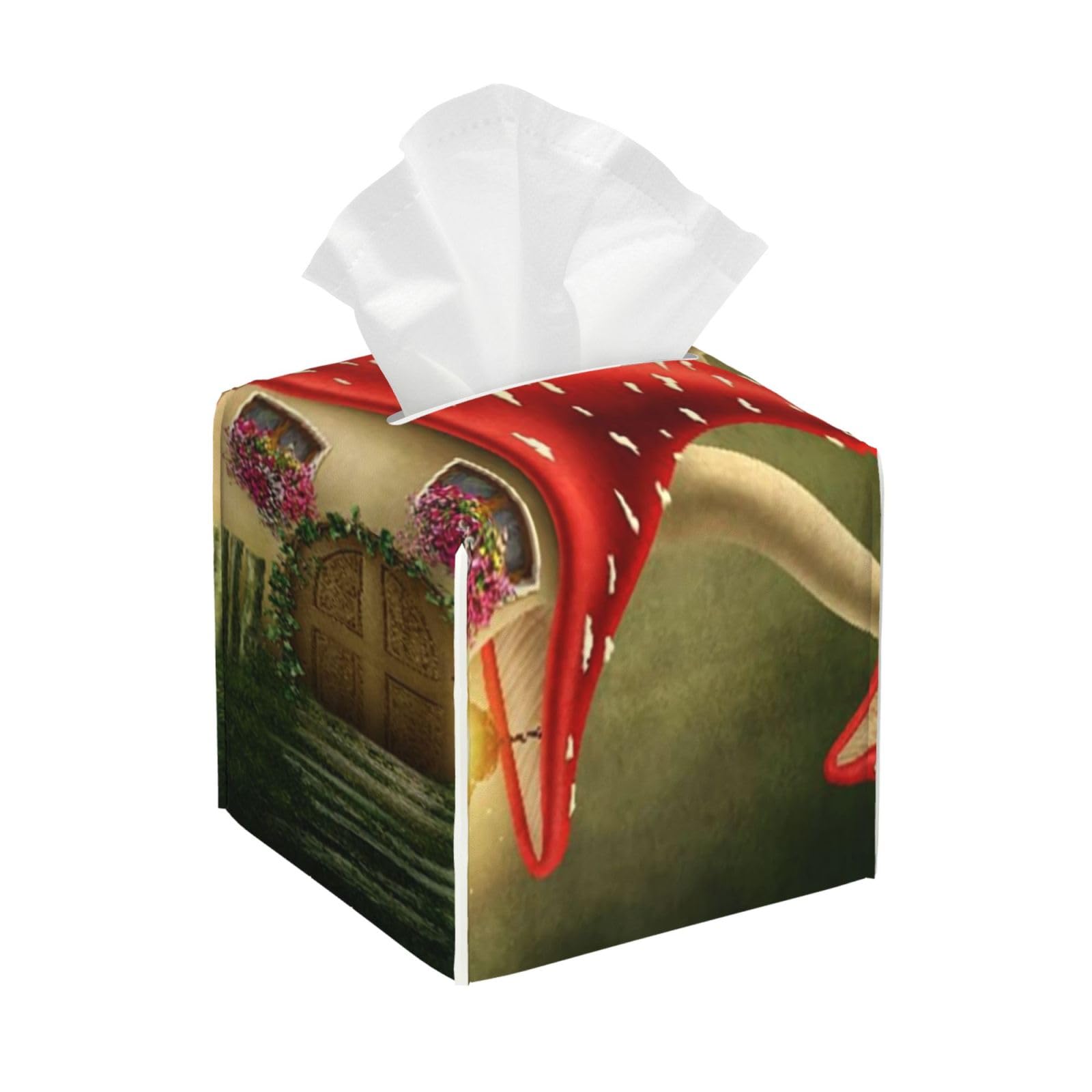 Fantasy Mushroom House PVC Cube Tissue Pack for Home Office Bathroom Use