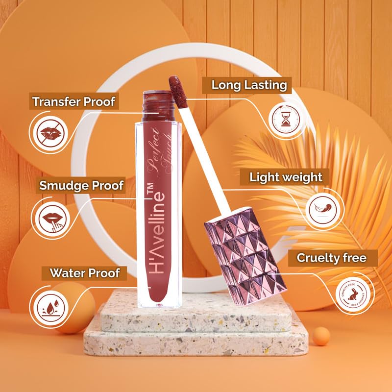 Image of H'Avelline Perfect Touch Velvet Matte Liquid Lipstick - Peach Whisper | Highly Pigmented | Lightweight Smooth Texture | Transfer Resistant | Long Lasting Hydrating Formula