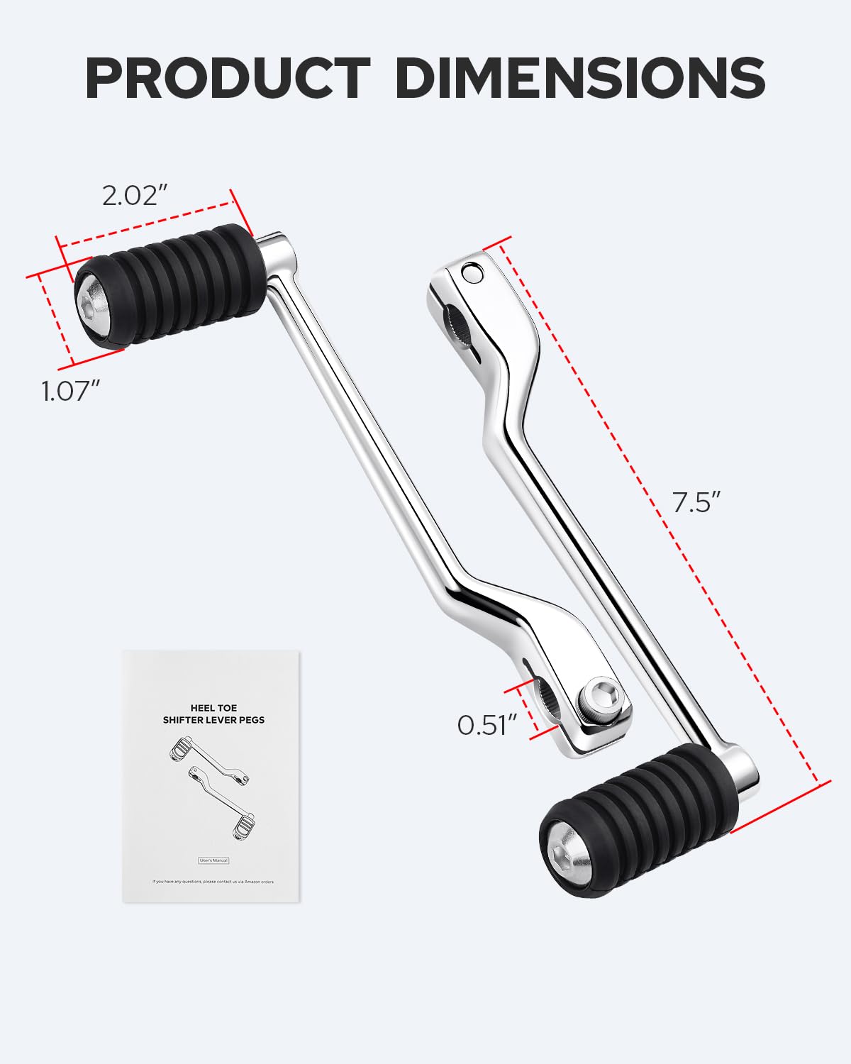 Benlari Heel Toe Shifter Lever Fit for Harley FL Softail 1986-2017, Trike 2008-2024, Touring Street Glide Road Glide Street Glide Road King Electra Glide 1988-2024, (2, Chrome)