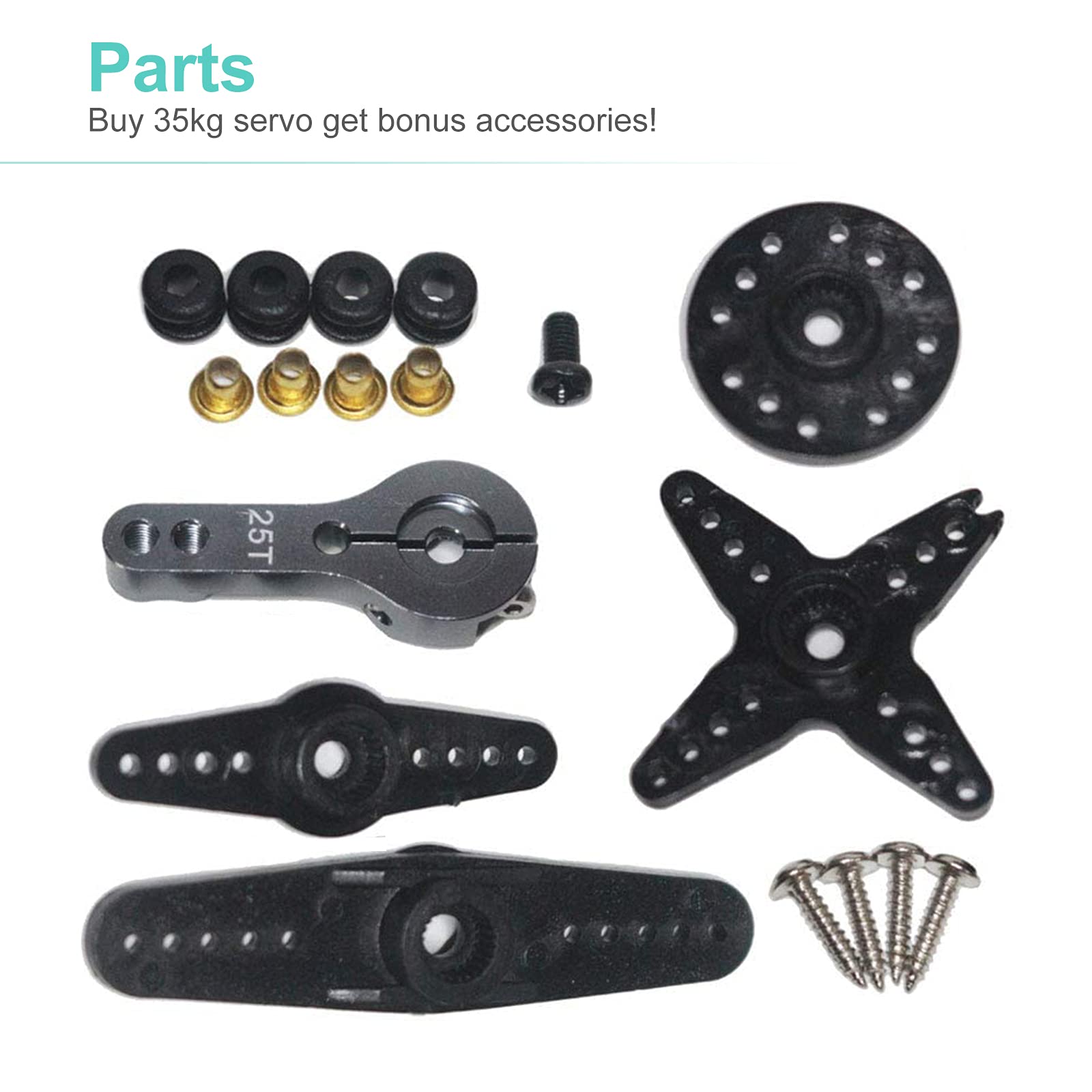 35KG Servomotore Digitale Coreless Ingranaggio in Acciaio Inossidabile 7.4V Coppia Elevata Impermeabile DS3235 con Braccio servo 25T per Robot per Auto RC (180 °
