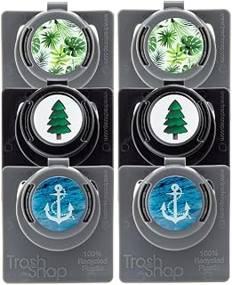 Reusable Bag Holders for Trash & Recycling | Eco-Friendly, Adhesive Clip System for Car, RV, Home, Travel, Boat | Recycled Plastic Leaf me Alone + Tree Hugger + Anchors Away - 6 Pack