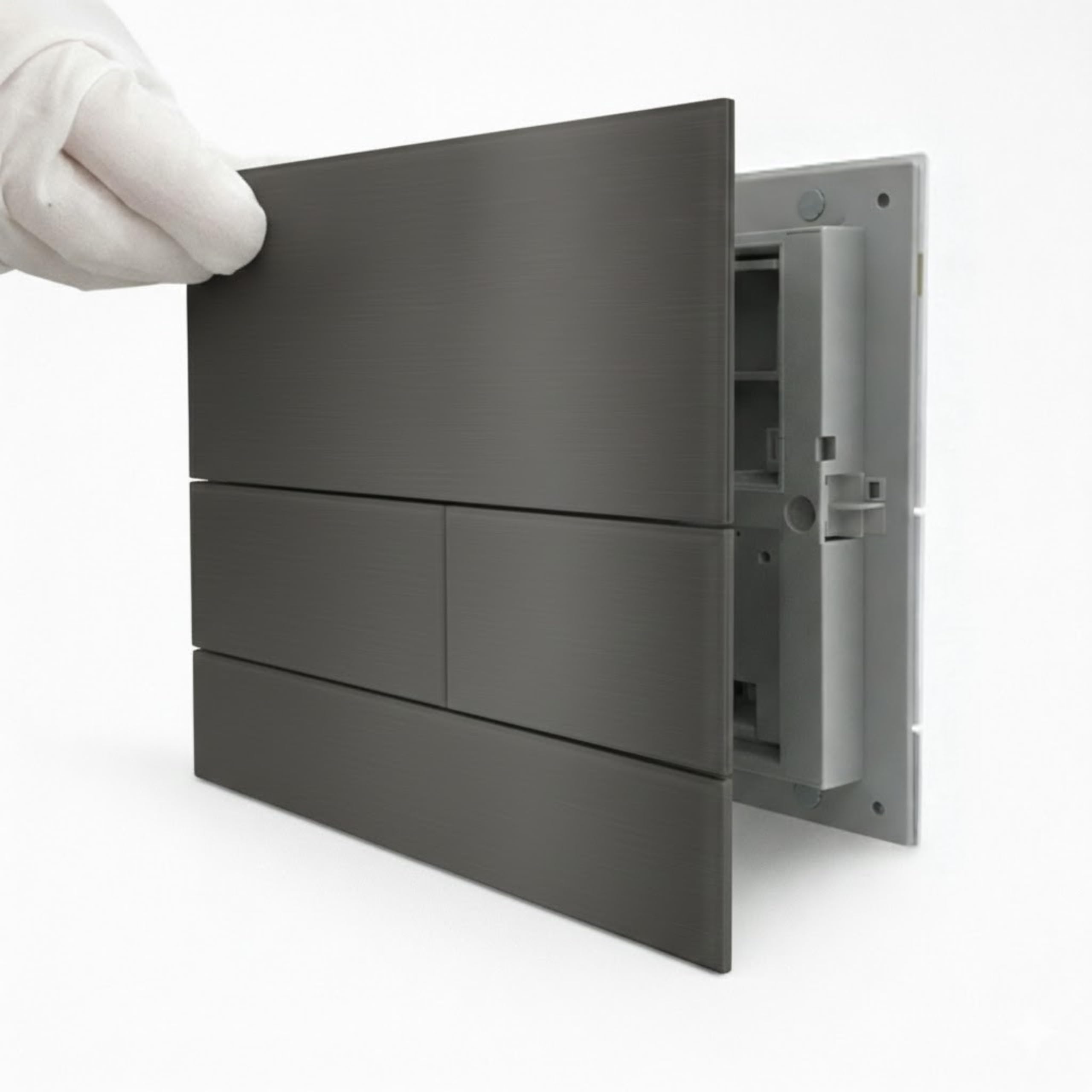 Placa de Accionamiento para WC Gun Metal para Cisterna Empotrada Doble Descarga - Pulsador Inodoro de Pared - Diseño Moderno para Ahorro de Agua - Botón de Descarga