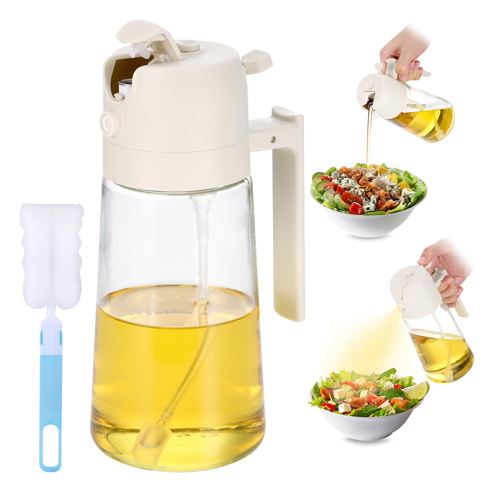 Spruzzatore Olio 2 In 1 Vetro 470 Ml - Per Cucina E Friggitrice Ad Aria - Foto 6