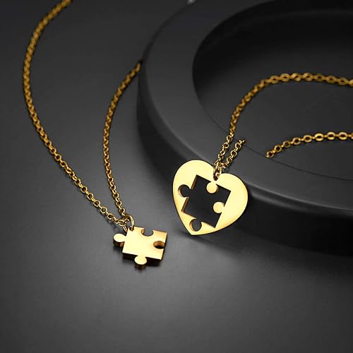 Miniatura 3 de U7 Collares para parejas para mujeres y hombres, acero inoxidable, chapado en oro de 18 quilates, chapado en oro de 18 quilates, collares con dije