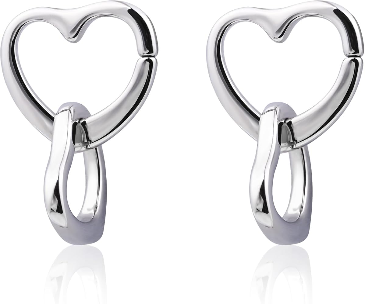 アクセサリー RILY Original Heart Earring Silver Amazon.com: 925 Sterling Silver Big Heart Drop Earrings for Women