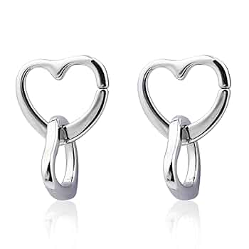 Amazon.com: 925 Sterling Silver Big Heart Drop Earrings for