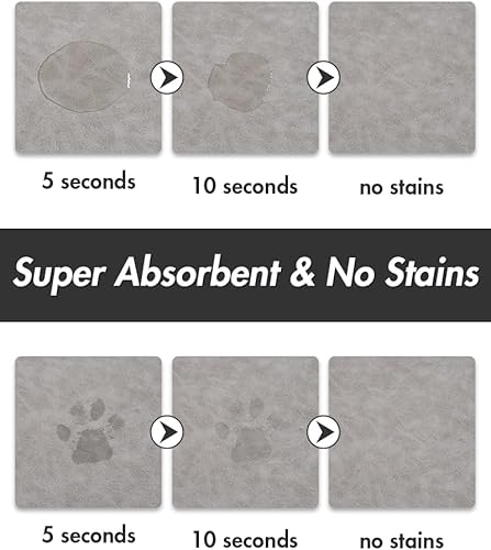 Miniatura 2 de MontVoo - Tapete absorbente de comida para perros, tapete de secado rápido para alimentos y agua, tapete de comida para mascotas, mantel individual