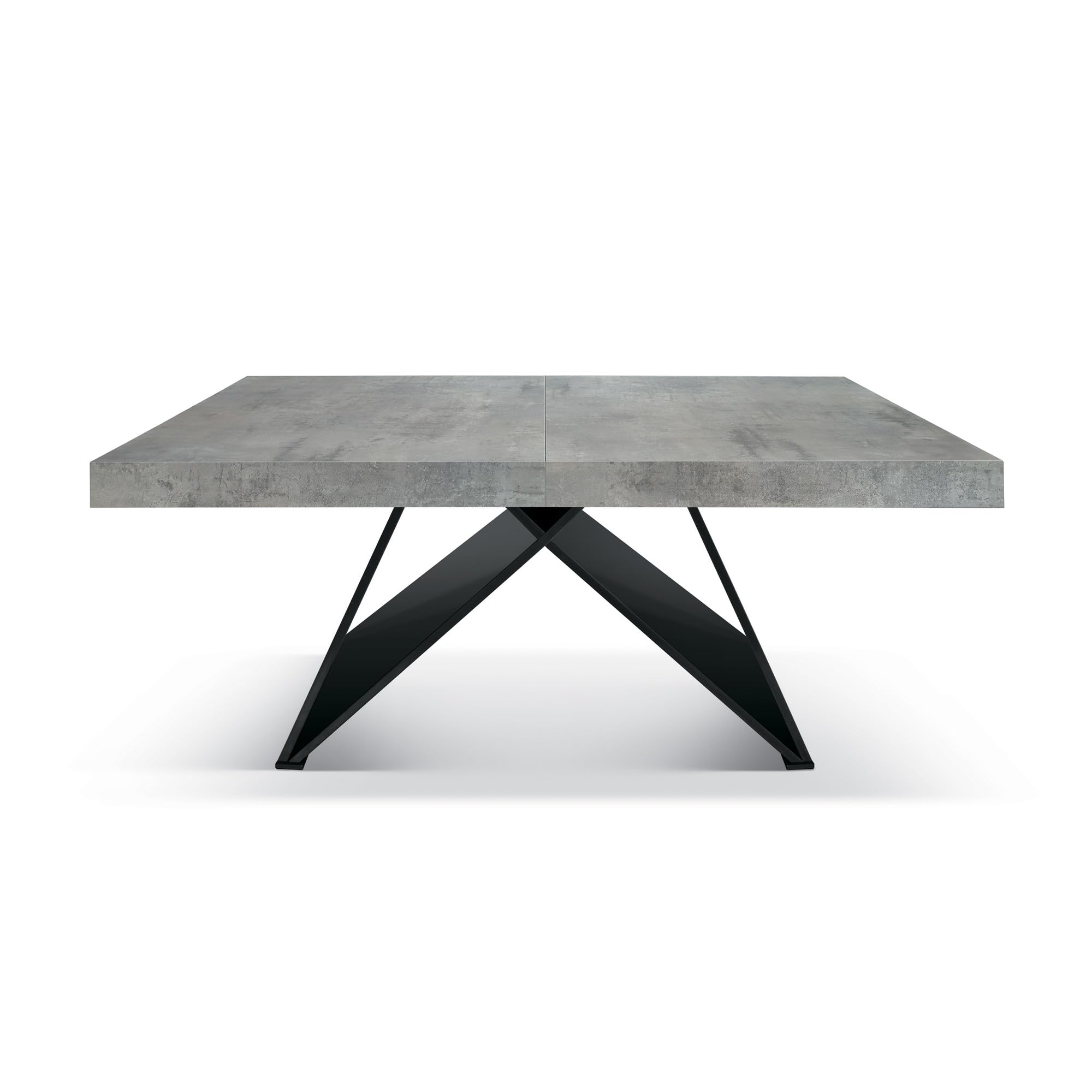 KONTE.DESIGN Tavolo VULCANO in legno, finitura grigio cemento con base in legno mdf antracite, allungabile 160×90 cm – 240×90 cm