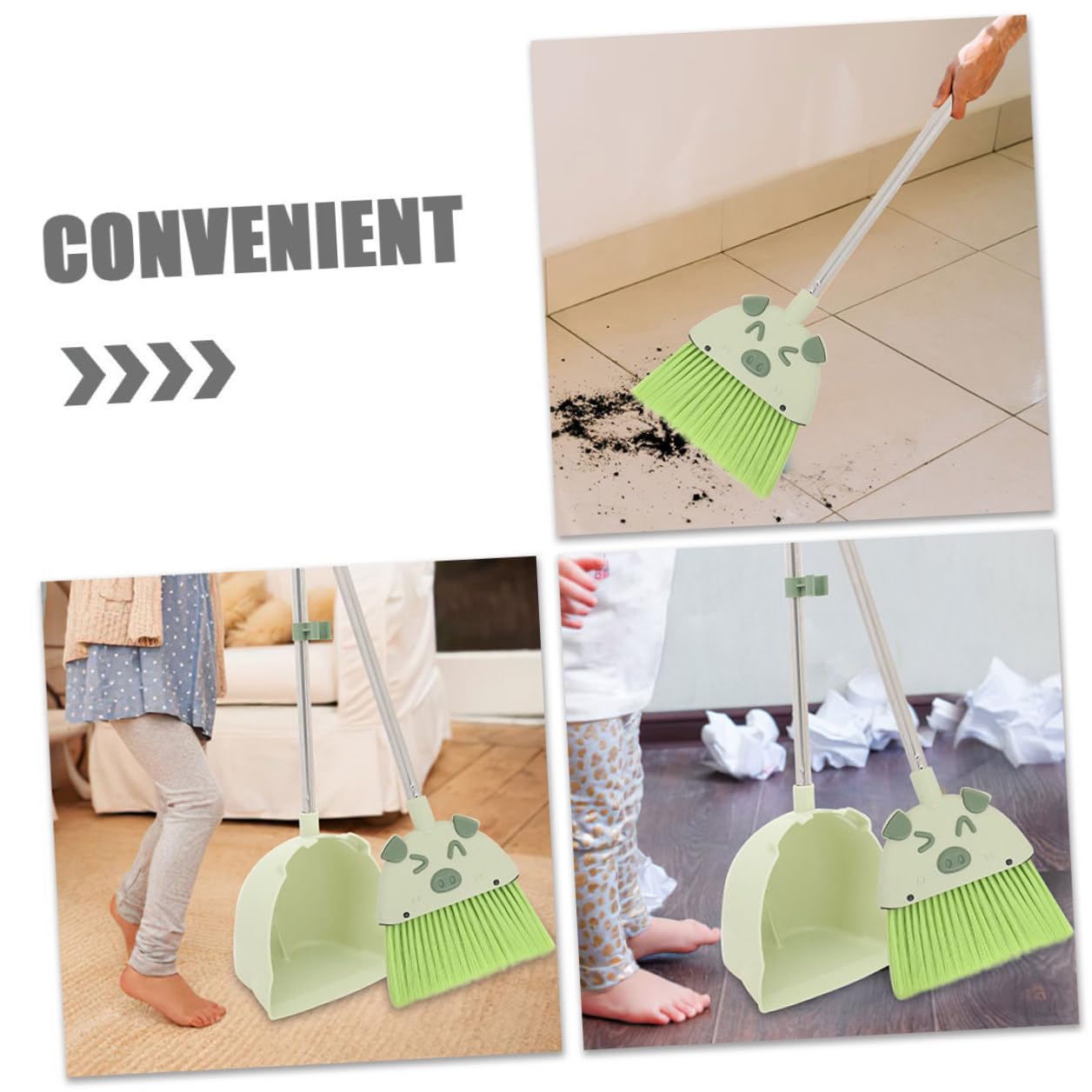 Giocattolo Scopa Paletta e Mop per Materiali Sicuri in Plastica e Acciaio Inossidabile Design Cartoon Leggero e Facile da Usare Regalo Educativo per Pulizia e Coordinazione