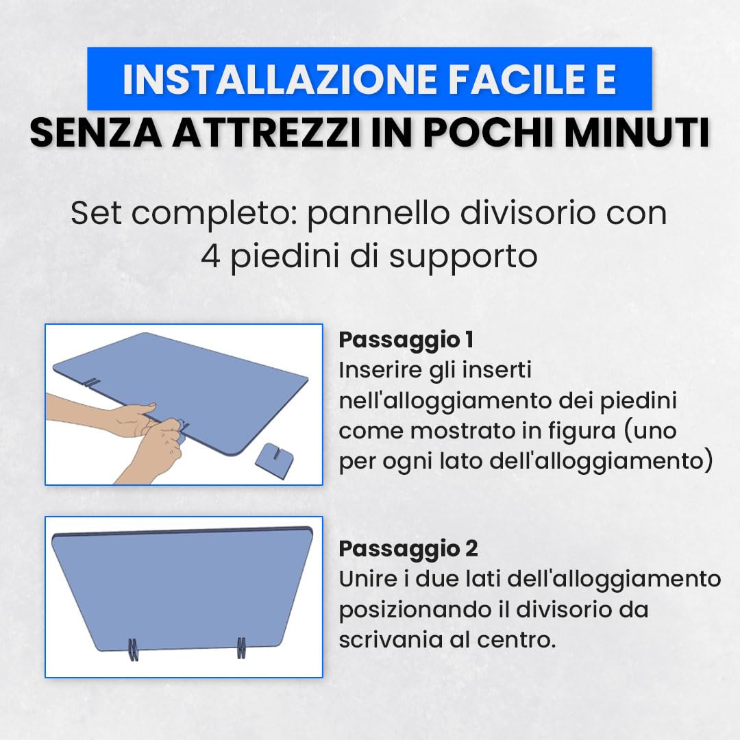 Divisore da scrivania ReFind. Riduzione del rumore acustico e schermo per la privacy dello spazio di lavoro. Organizzatore da ufficio autoportante. Per scrivanie d'ufficio, scolastiche e per lavor...