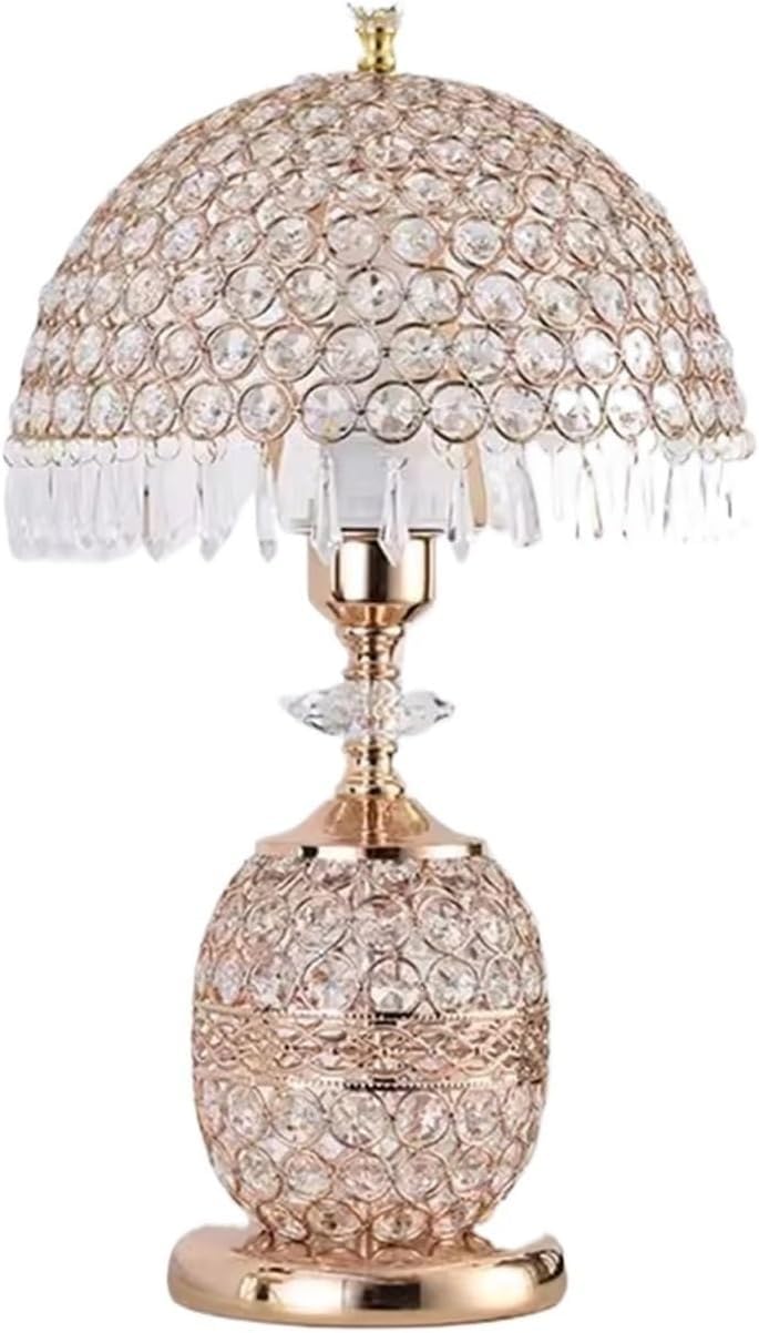 DFAEEKIYO Bedside Lamp Crystal Shade Table Lamps Gorgeous Nightstand Chandeliers for Bedroom Living Room Desk Hotel(Pushbutton)