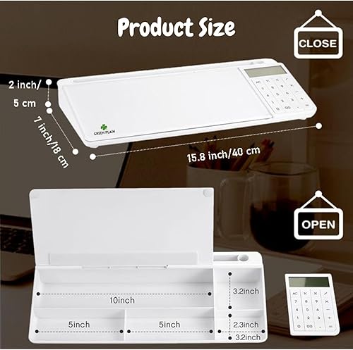 Miniatura 7 de Green Plain. Pizarra blanca de vidrio de escritorio. Tablero de escritorio perfecto para el hogar, la oficina y la escuela. Organizador de