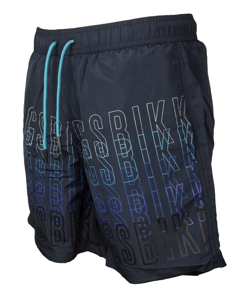 Bikkembergs Boxer Mare Uomo Piscina Swimwear Coulisse Esterna e Tasche Laterali Articolo BKK1MBM02 Series Outline Gradient, Navy, XL