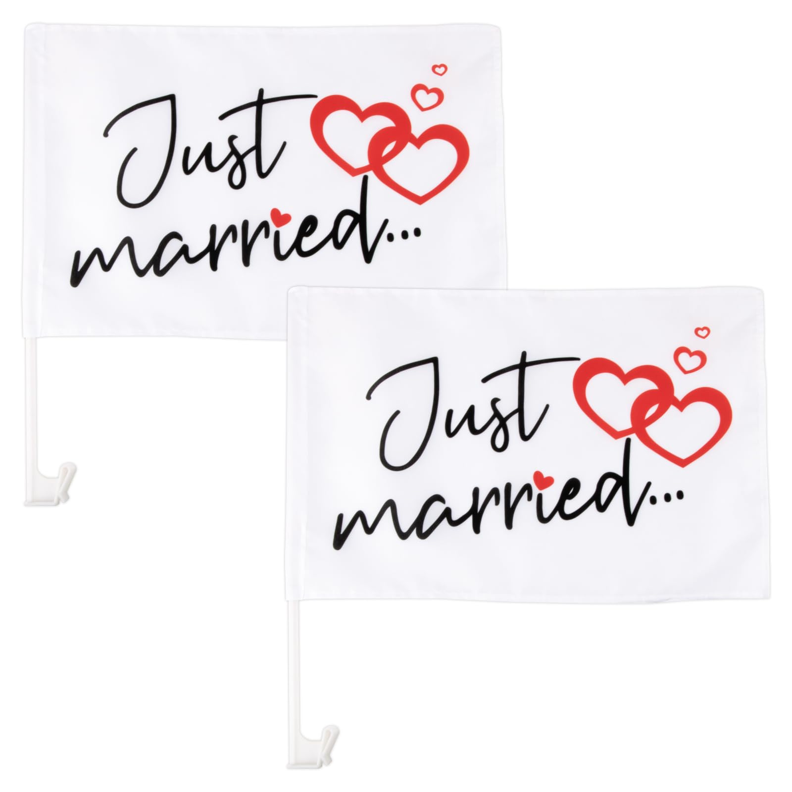 BOFUNX 2pcs Just Married Flag Car Decoration Wedding Auto Bandiera Matrimonio