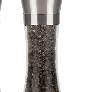 Pepper Mill Adjustable sea salt mill and pepper mill Stainless steel and glass salt and pepper shaker - Pepper mill and Salt mill (silver height)
