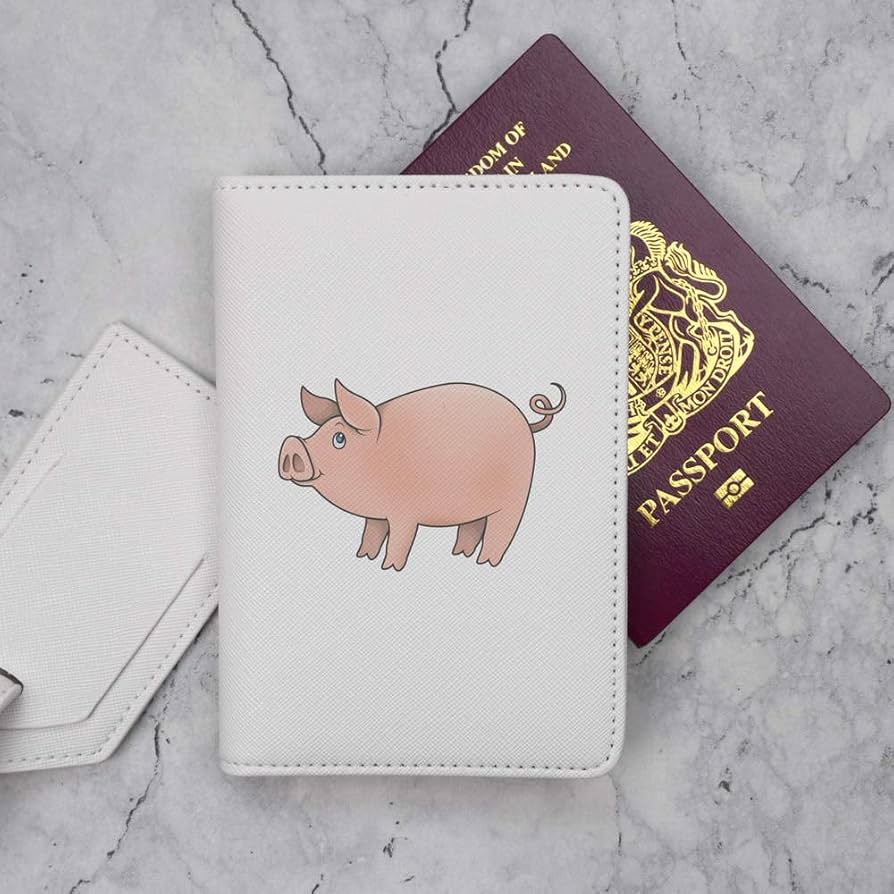 Amazon.com: Azeeda 'Pig' Passport Cover & Luggage Tag Travel