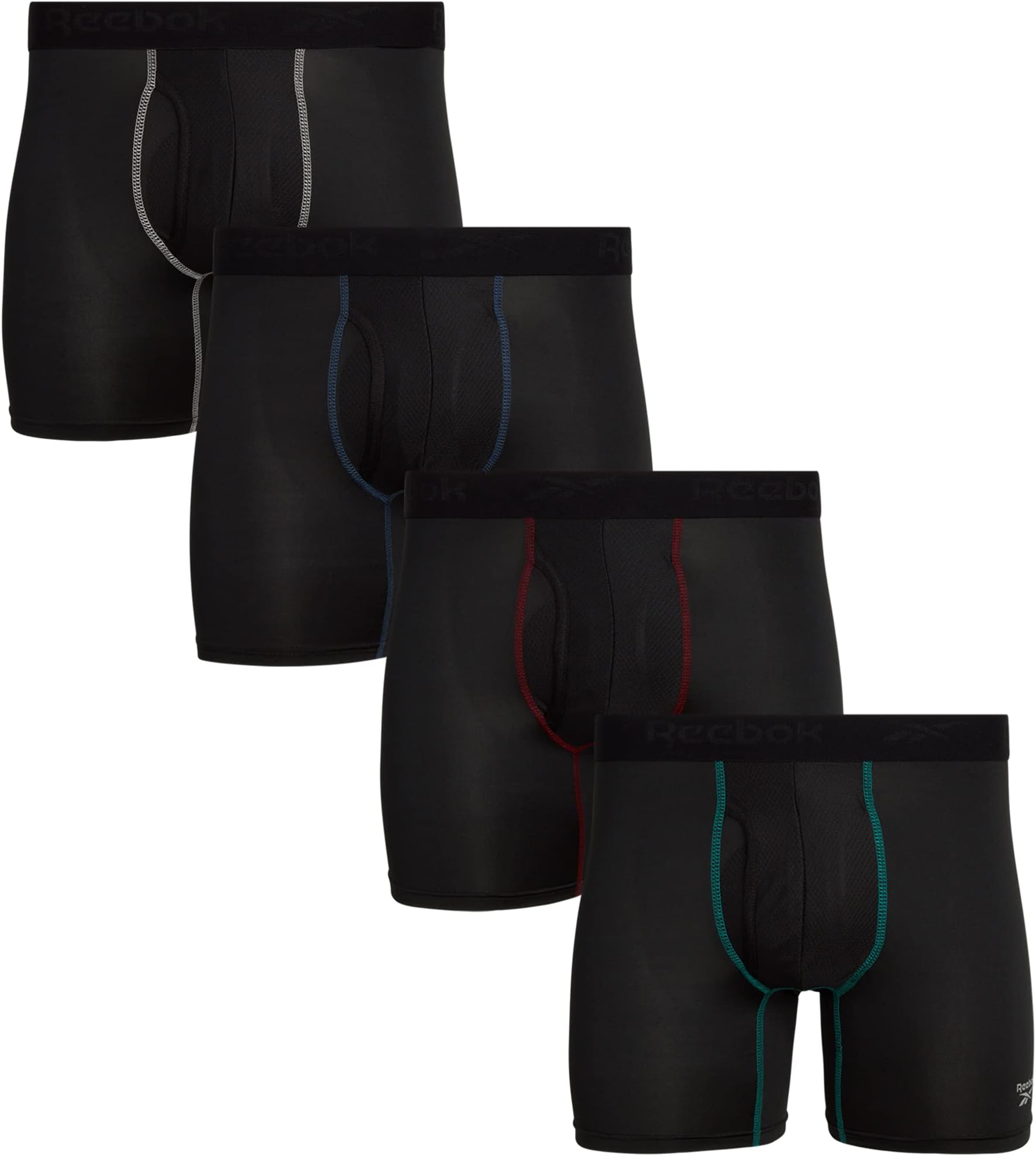 Men's 4 Pack Soft Performance Boxers with Fly Pouch - Quick Dry Active Mens Underwear, Size Medium, Black