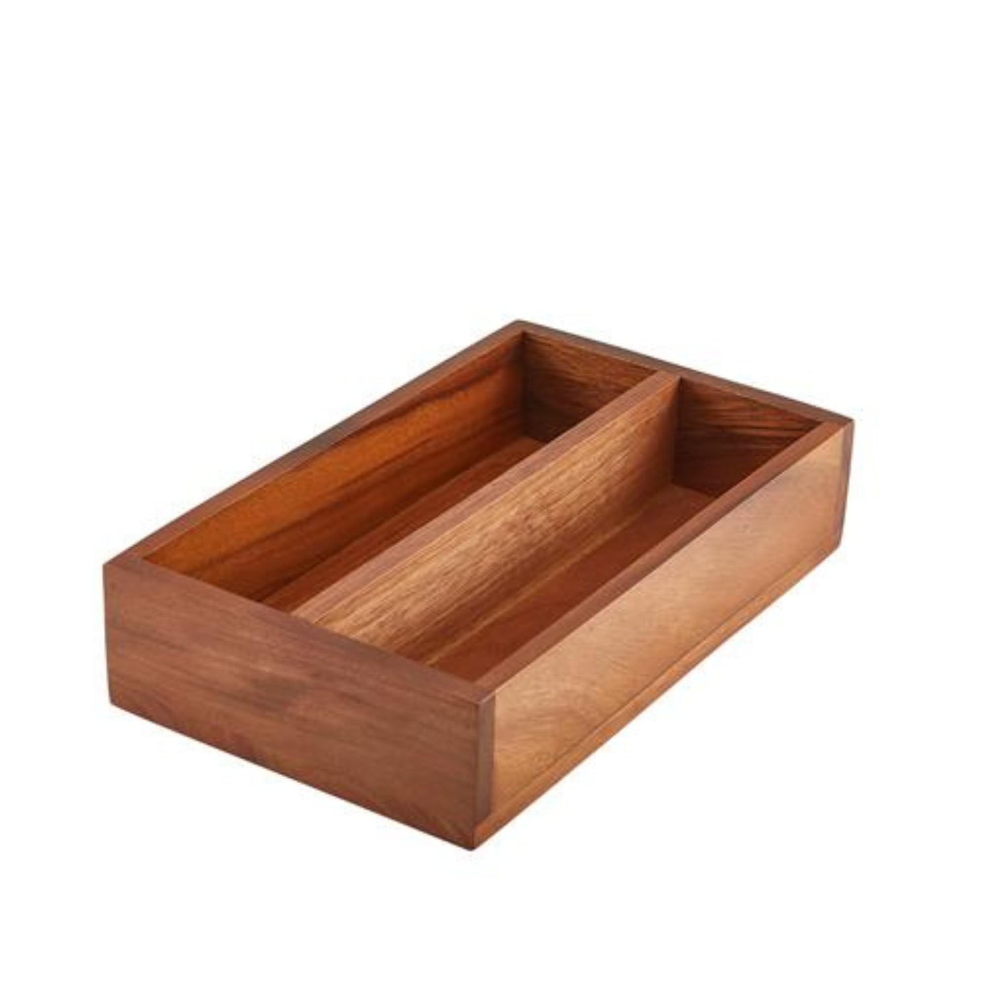 Genware Acacia Wood 2 Compartment Cutlery Tray - Single