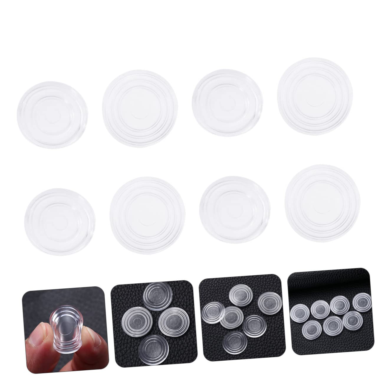 Angoily 2sets Glass Table Pads Round Shaped Furniture Bumpers Non-Slip Plastic Rubber Pads for Wall Protector 200pcs*2