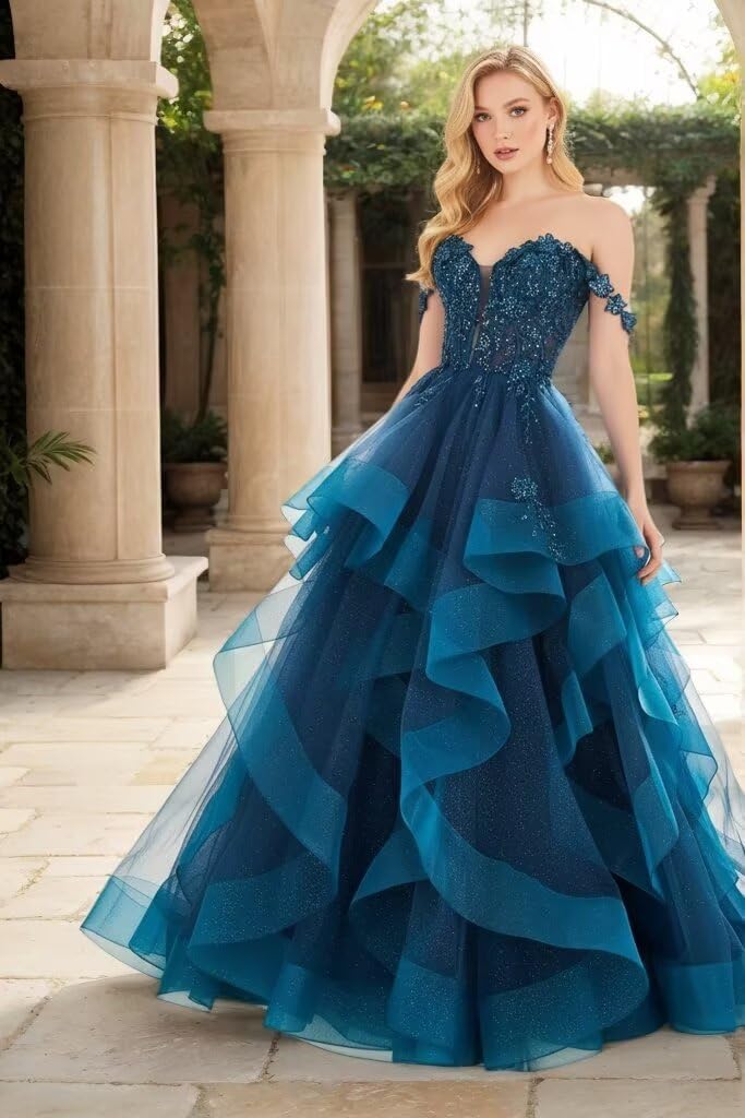Off The Shoulder Sweetheart Quinceanera Dresses Glitter Tulle Laces Applique Princess Ball Gown A-line Sweet 16 Dress - Image 6