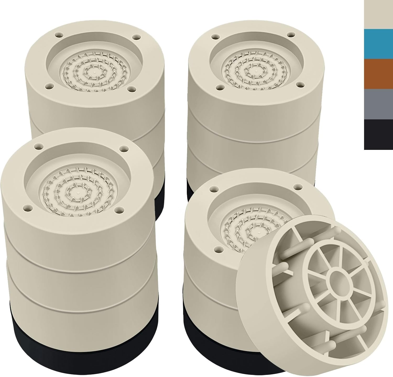 ANNKUT Furniture Risers 3 inch，Round Bed Risers Heavy Duty，Elevation in Heights 1, 2 or 3 Inch for Chair Table and Desk Legs Lifting，Adjustable Bed Lifts Risers(Pack of 4 Riser,Beige)