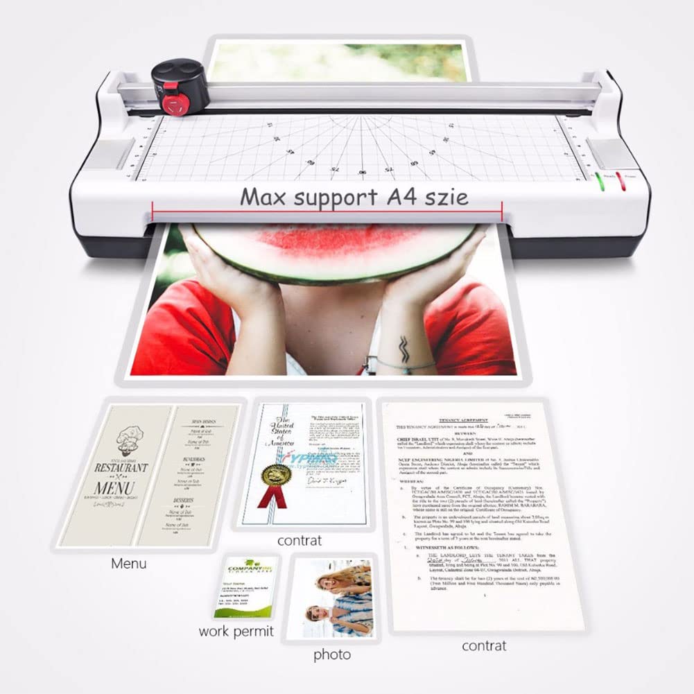 Macchina per la laminazione di foto per plastificatrice A4, set 6 in 1 di macchine per laminazione termica e a freddo con tagliacarte, arrotondatrice per angoli per ufficio scolastico domestico