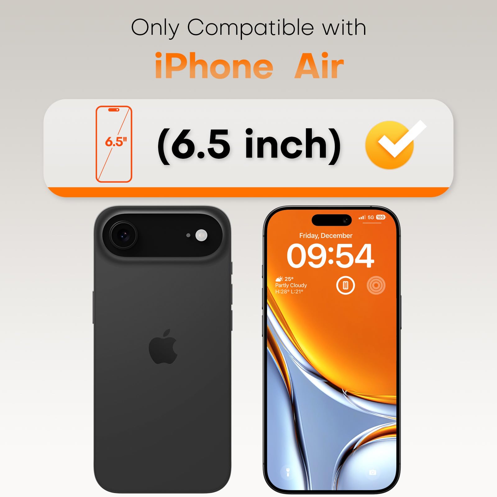 TOCOL Pellicola Vetro Temperato per iPhone Air, Rimozione Automatica Della Polvere, Senza Bolle, Durezza 9H, Copertura Completa, Compatibile con Custodie, Pellicola per iPhone 17 Air, 2 Pezzi