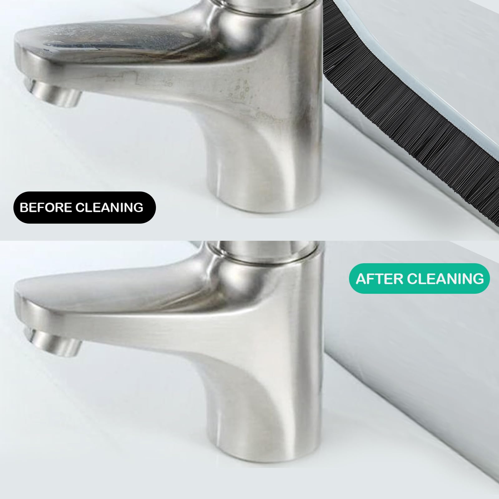 Set 3 Spazzole Per Pulizia Fessure PXBSNB – Con Setole Dure E 2 Panni In Filo Argentato (per Doccia, Cucina, Piastrelle, Finestre) - 3