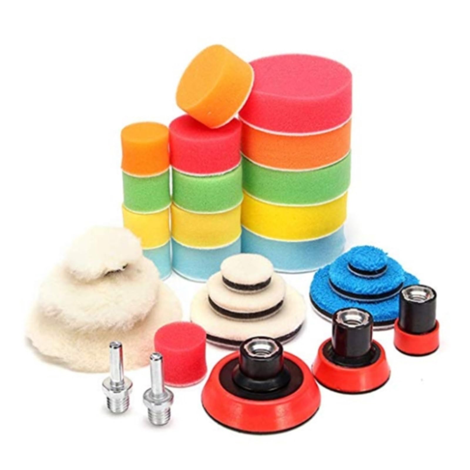 GYQAZSS 29pcs Drill Buffing Pad Detail Polishing Pad Mix Size Kit with m14 Thread Backing pad for Car Sanding, Waxing,Sealing Glaze