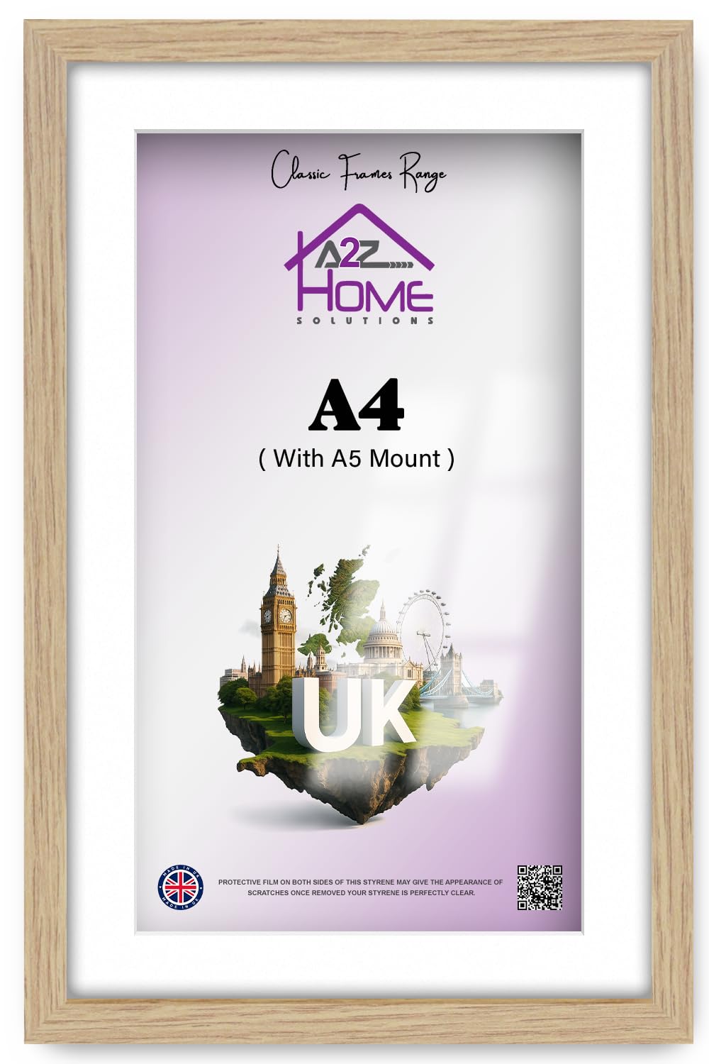 A2Z Home Solutions Classic And Elegant Rectangle Poster Picture A4 21.00 X 29.70 Cm With Solid Engineered Wood Finish A5 14.80 X 21.00 Cm White Mount Hanging Hooks 11 X 8 Inch Oak Warm Oak Tone