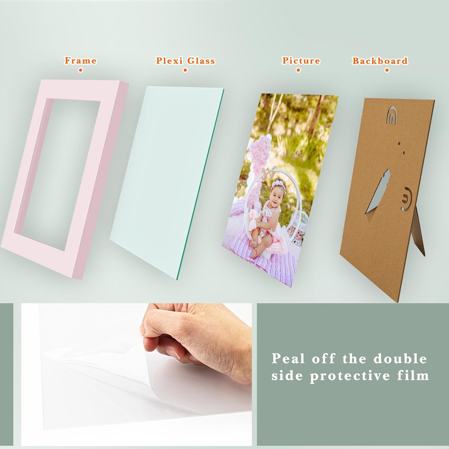 Golden State Art 8x10 Picture Frames Set of 8, Gallery Wall Frame Collage Tabletop Thin Frames with Plastic Glass, Horizontal or Vertical Display (8x10, Pink, 8-Pack)