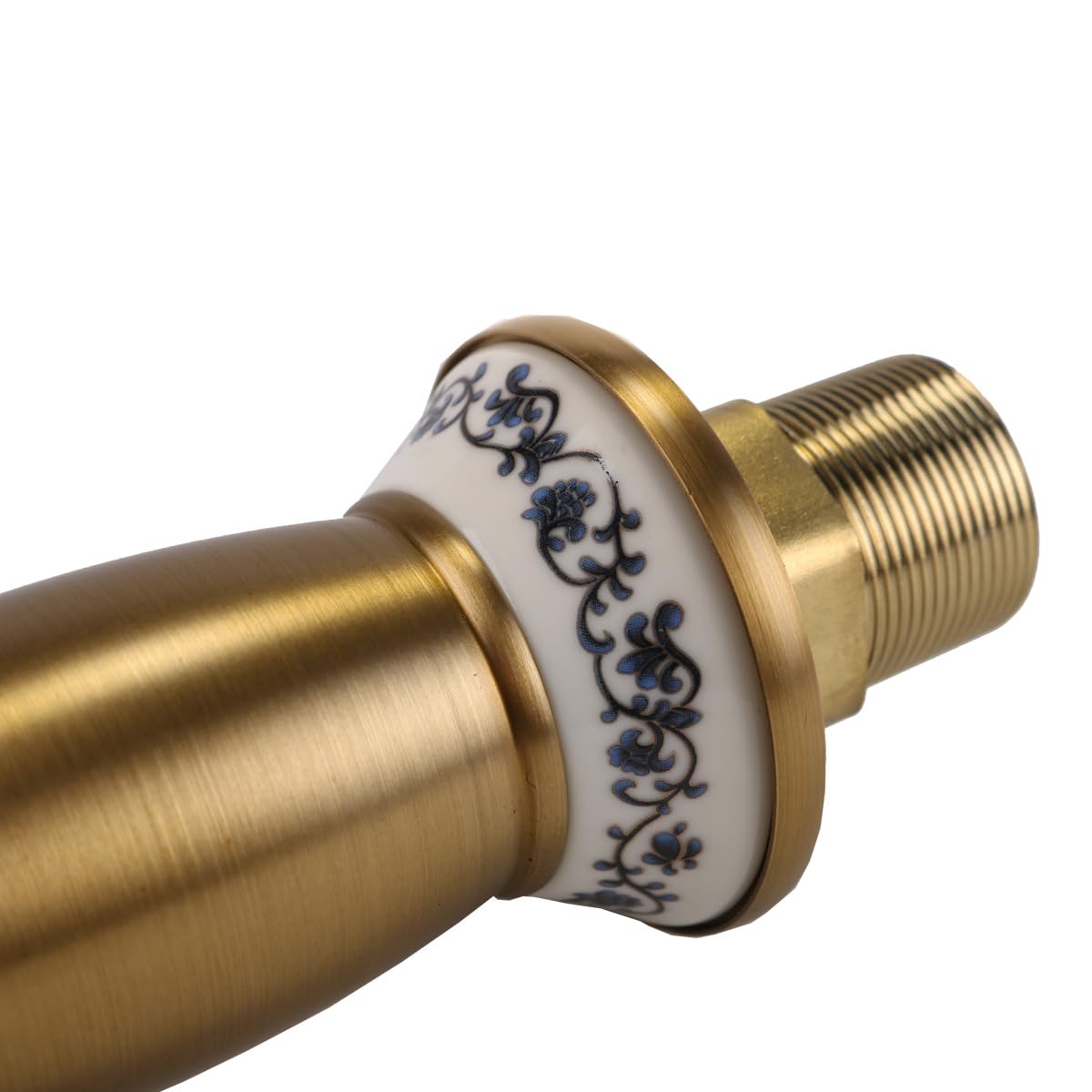 Sarini Retro Bathroom Basin Mixer Tap, Luxury Victorian Mixer Taps with Floral Ceramic Handle - Image 4