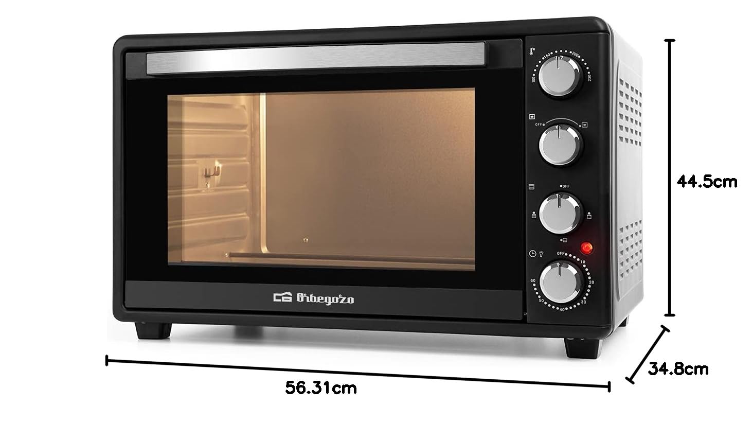 Orbegozo HO 455 - Horno Eléctrico de Sobremesa, Capacidad 45 L, Temporizador, Calor Superior e Inferior, 2000 W