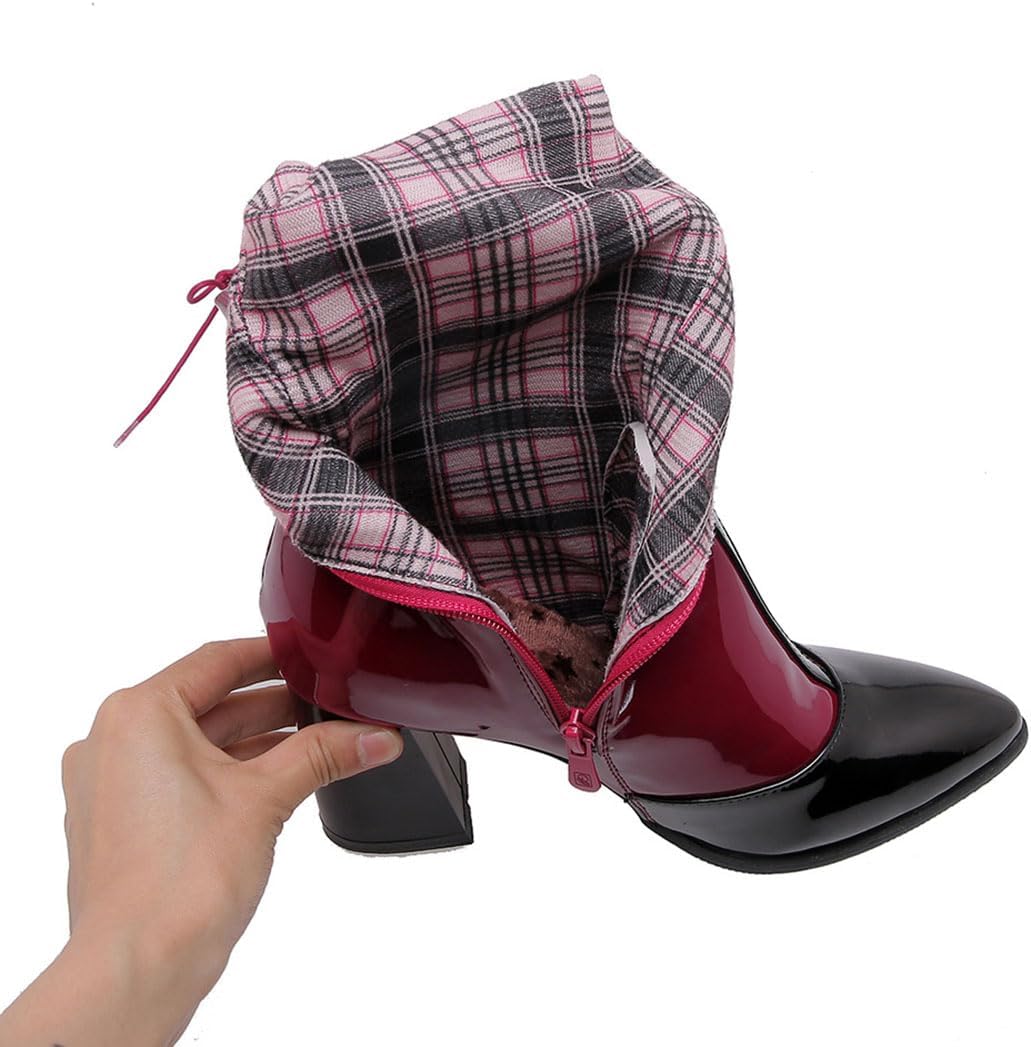 Ulalaza Women's PU Leather Over The Knee Boots Stretch Sexy Legs High Heel Boots Fashion Pointed-Toe Side Zipper Winter Boots for Daily Wear Shopping Office Wedding and Vocation